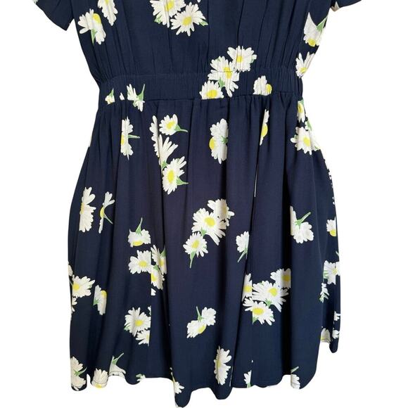 Ganni NWOT Silvery Crepe Twist Dress Daisy Flowy Mini Navy Blue White Size Small - Picture 8 of 12